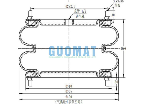 فنرهای بادی صنعتی دانلوپ 14 1/2 اینچی X2 W01R584064 فایر استون با حلقه فلنج