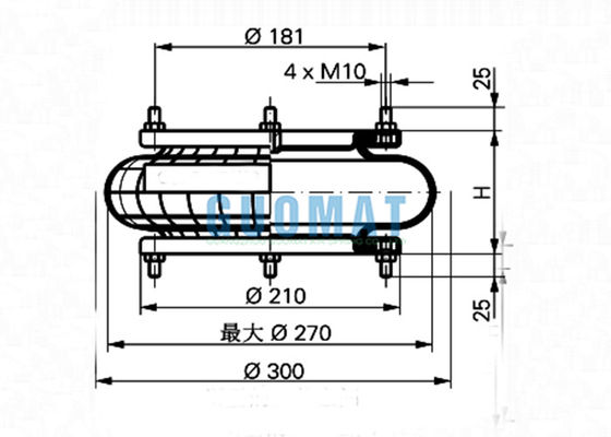 4.1KG ContiTech صنعتی Air Spring FS 210-10 DS Firestone W01-R58-4057 Bellows سبک کوله های هوایی استود بولت نصب