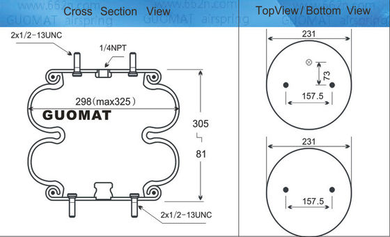 FD 330-22 327 Contitech Air Springs Triangle 6316 / 4327 هندریکسون S13043 کوله های هوایی معلق