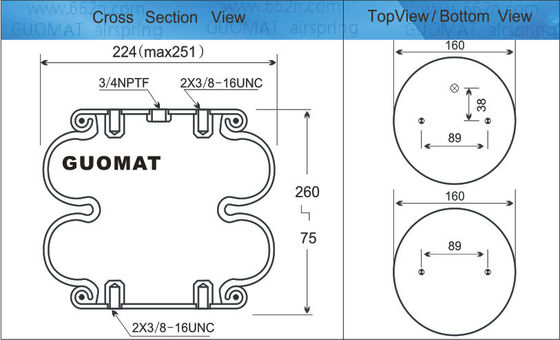 FD 200-19 319 Contitech Air Spring W013586900 اکتواتور بهار هوا با 3/4 NPT Air Inlet Gum Bellows 578923202