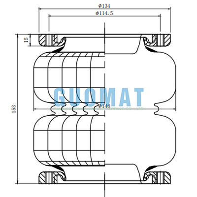 2S70-13F Airride Flange Air Suspension Double Convoluted Air Shocks Max. H. 175MM. با استفاده از فلش های هوا در حال پرواز