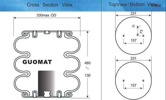 Contitech Air Spring FT330-29 498 مثلث 6334 / 4432 کوله هوا سه گانه برای ریدول 1003588030C