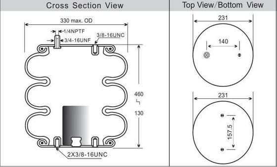 Goodyear 3B12-329 تعلیق هوا بهار نوع پیچیده هوا لوله طبیعی