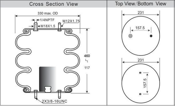 Contitech Air Bellows FT 330-29 520 تعلیق هوا برای جداسازی ماشین