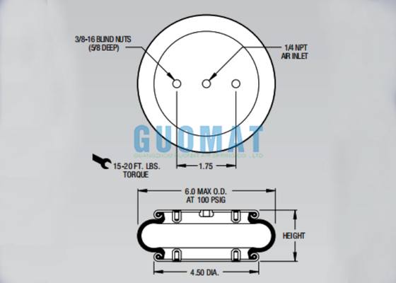 W01-358-7001 فایر استون Bellow Air Spring Style 16 تک پیچ و تاب تعلیق هوایی