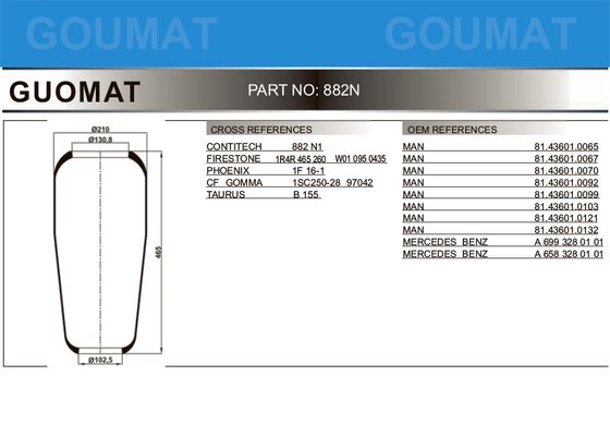 1R4R465260 FIRESTONE CF GOMMA 1SC250-28 Spring Air Bus for Man 81436010099