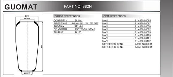 فنر بادی نوع زیر W010950435 1R4R 465 260 فنر بادی تعلیق لاستیکی فایر استون طبیعت