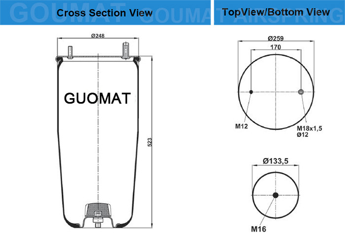 4941 N P02 Contitech Air Spring Bag برای BPW 30 05.429.41.25.0 -Wabco 951 811 802 0