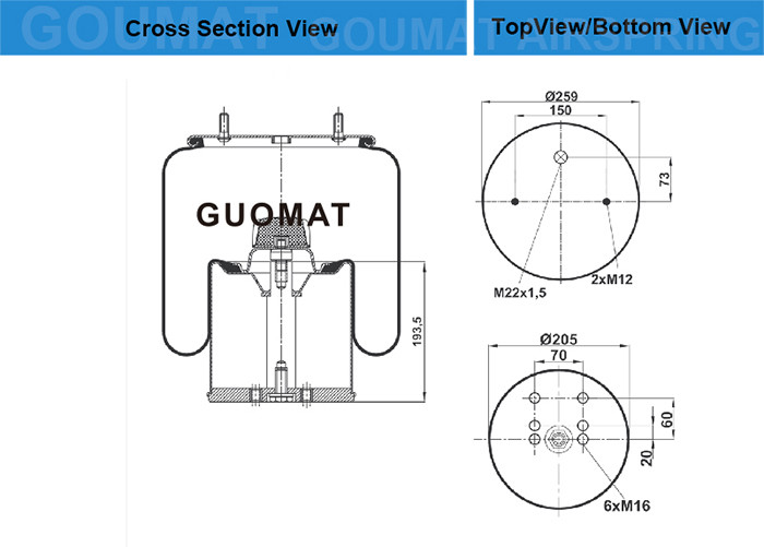 کامیون لاستیکی هوا چشمه 1R11-803 برای BPW 05.429.42.03.0 30 -Schmitz 017 228 30