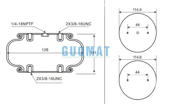 W01-358-7725 Firestone صنعتی واحد پرنده هوا 141mm ارتفاع طراحی برای تجهیزات الکترونیکی