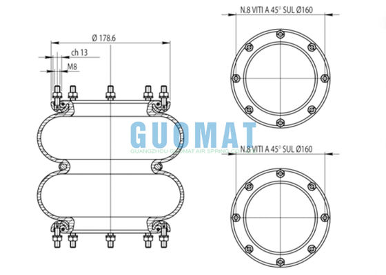 291.2.201 T291/2 بالون تعلیق هوایی 365461 فنر هوای پیچیده 81720882 LANCIA