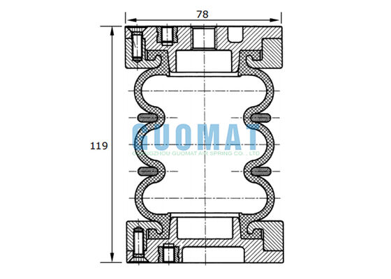 FT22-6 DI Contitech لاستیک صنعتی فنری هوا 2 3/4 اینچ x 3 کیسه هوای پنوماتیک برای سکوی بالابر