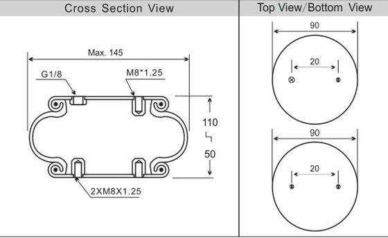 فونیکس SP1B04 Contitech Truck Air Spring Single Convoluted FS40-6 1/8 M8