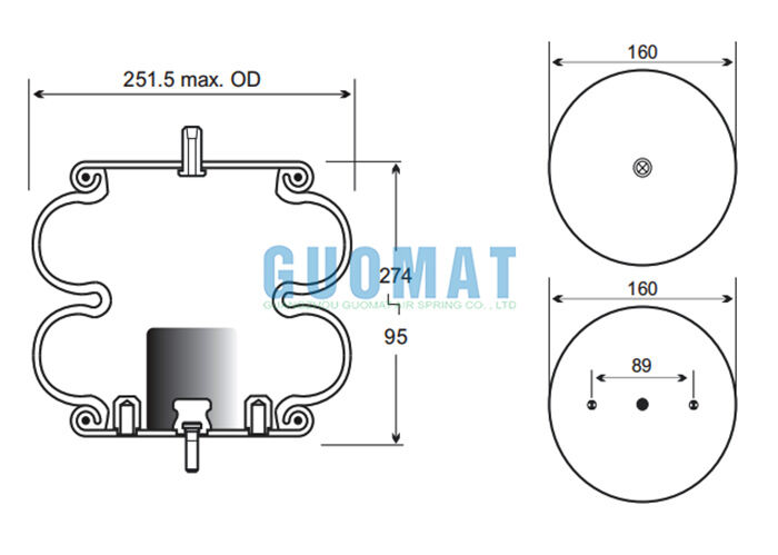 فایرستون W01-358-7788 فنر هوای لاستیکی با ظرفیت بار 2B9-245 کیسه هوای تعلیق گودیر