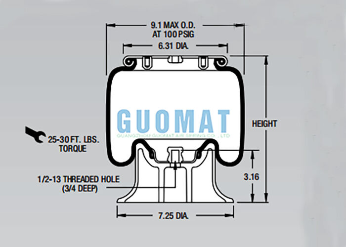فایرستون W01-358-5405 فنر هوایی رولینگ لوب جایگزین 1T14C-3 کمک فنر هوایی تریلر